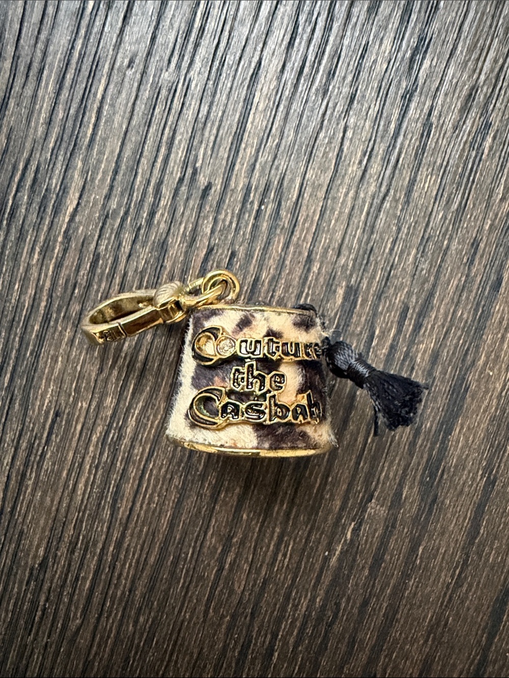 Juicy Couture Gold-tone and Leopard Print Bag Charm with Black Tassel